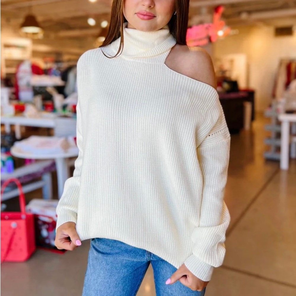 Cream Turtleneck Sweater